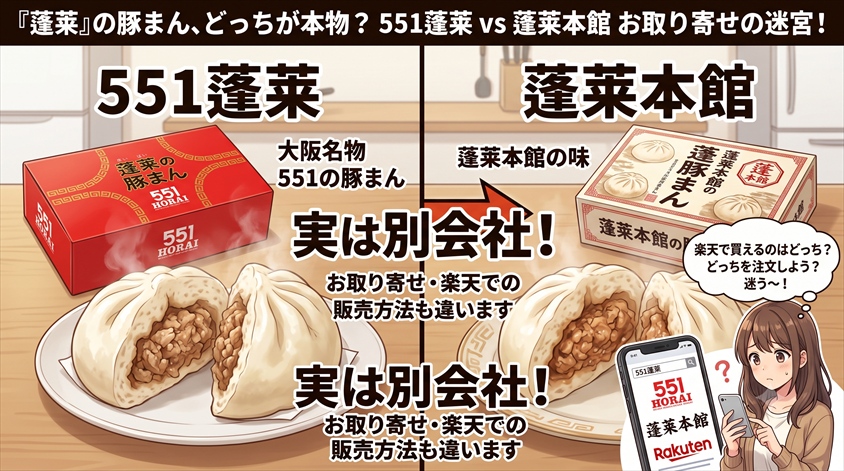 蓬莱の豚まんはどこで買える？551蓬莱と蓬莱本館の違い！楽天でもお取り寄せ可能