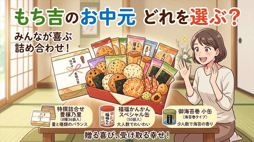 もち吉のお中元詰め合わせの口コミは？3商品の違いと選び方