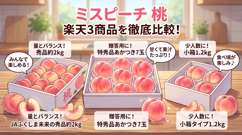 ミスピーチ桃の口コミは？楽天3商品を用途別に比較