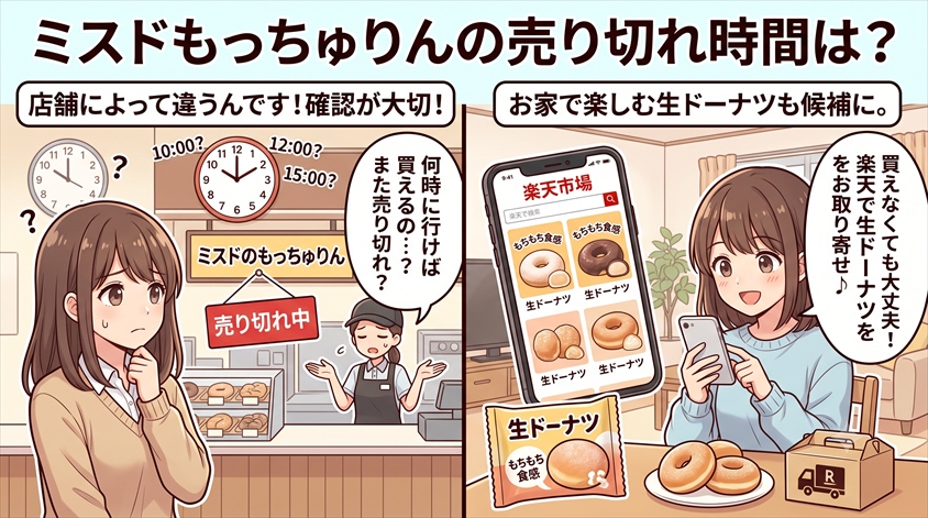 ミスドもっちゅりんの売り切れ時間は？買えないときは楽天の生ドーナツも候補に