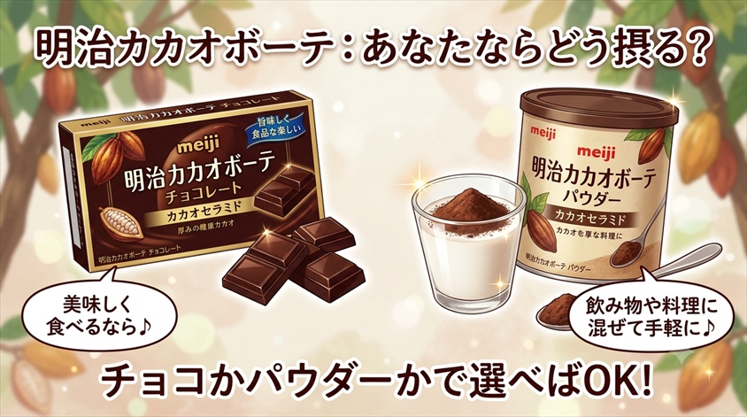 明治カカオボーテがホンマでっかで紹介｜チョコかパウダーかで選べばOK