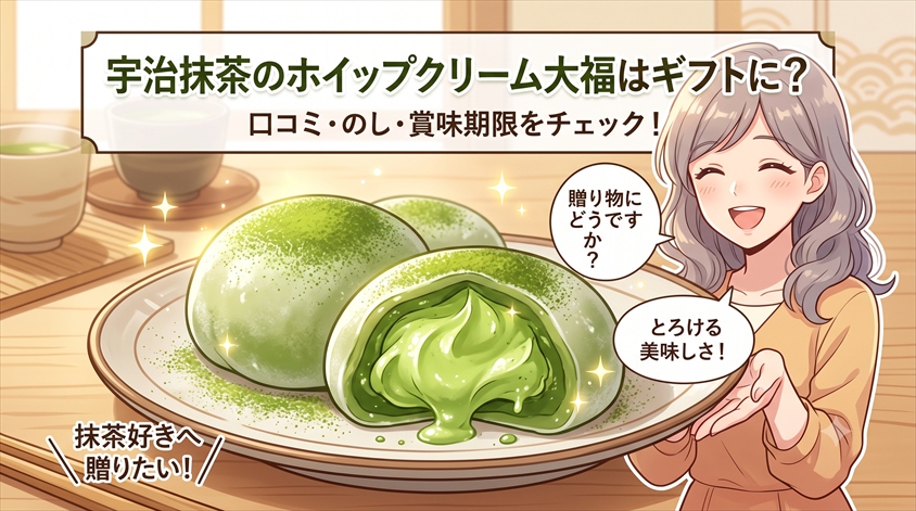 宇治抹茶のホイップクリーム大福はギフトに向いている?口コミ・のし・賞味期限を確認