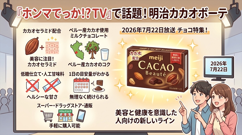 2026年7月22日放送『ホンマでっか！？TV』で紹介された明治カカオボーテとは