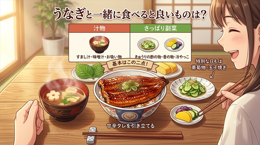 うなぎと一緒に食べると良いものは「汁物＋さっぱり副菜」