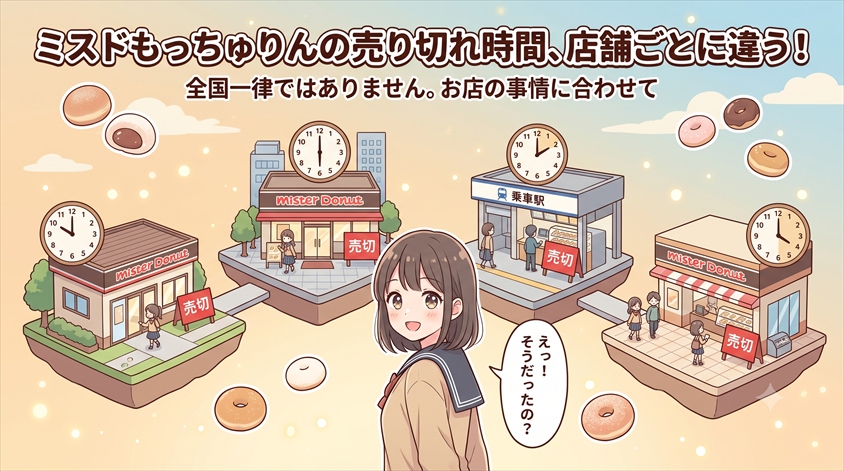 ミスドもっちゅりんの売り切れ時間は店舗ごとに違う