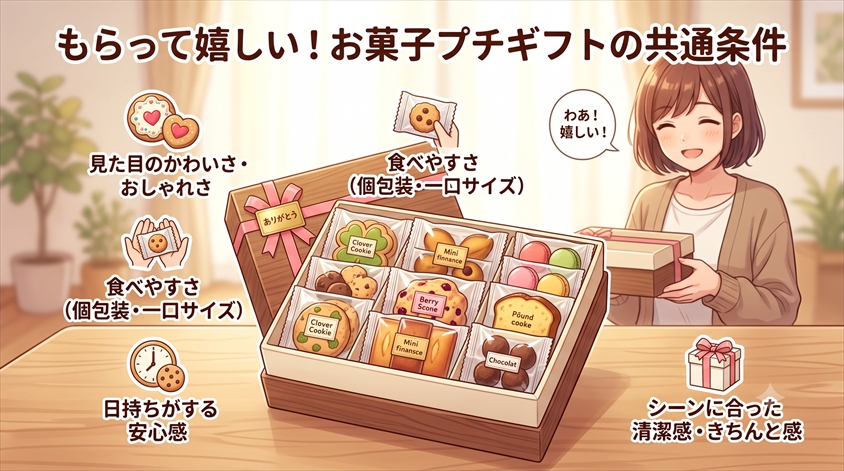 もらって嬉しいお菓子プチギフトに共通しやすい条件