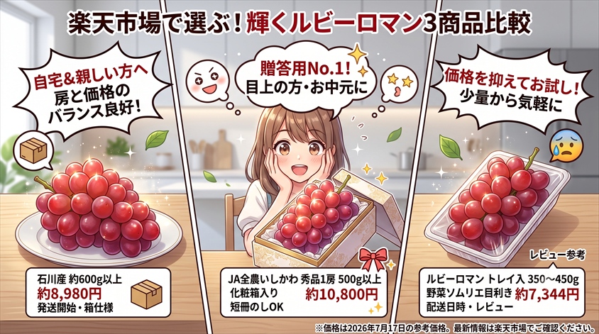 楽天で買えるルビーロマン3商品を比較