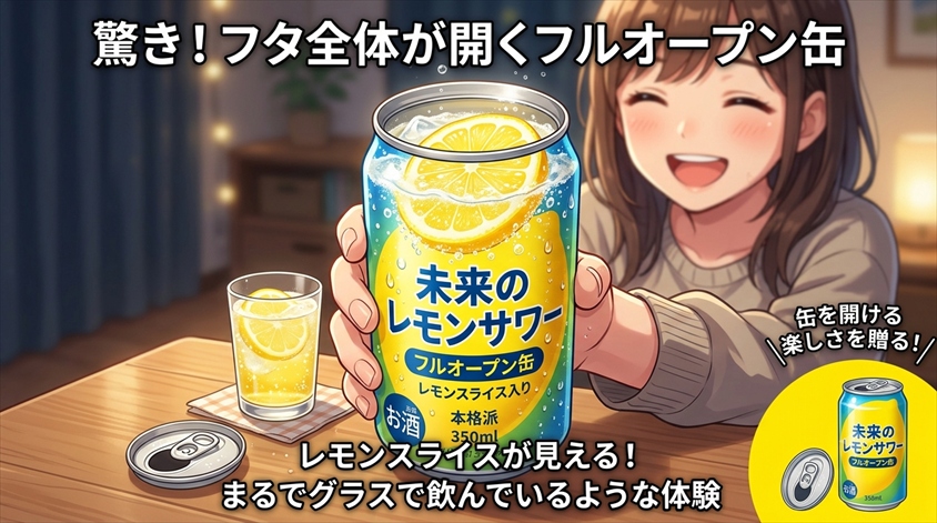 レモンスライスが見えるフルオープン缶も魅力