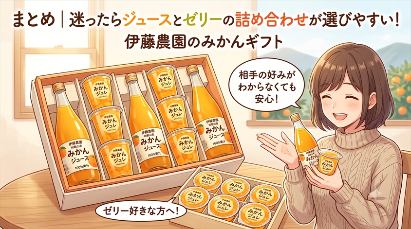 まとめ｜迷ったらジュースとゼリーの詰め合わせが選びやすい