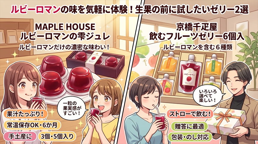 生果の前に試しやすいルビーロマンのゼリー2商品