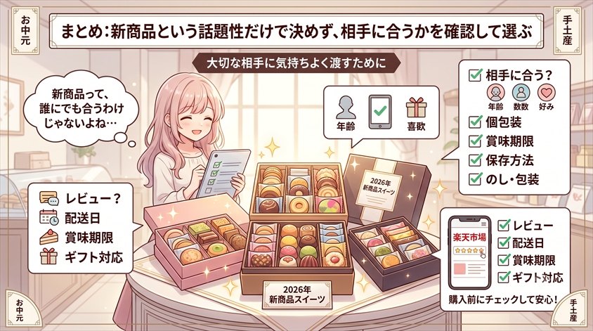 新商品という話題性だけで決めず、相手に合うものを選ぶ