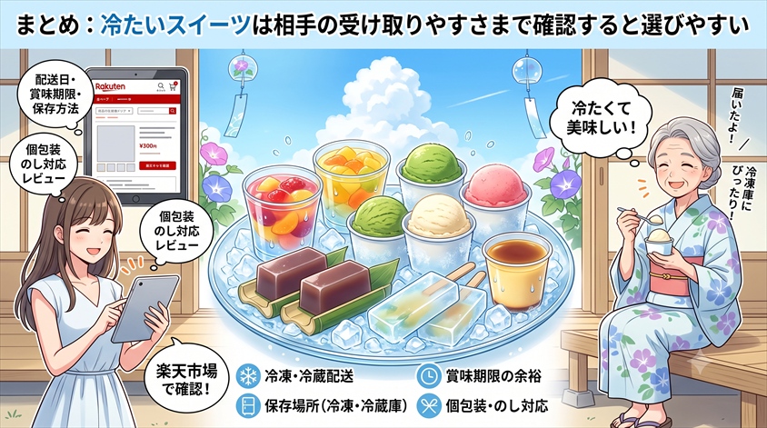 冷たいスイーツは相手の受け取りやすさまで確認して選ぶ