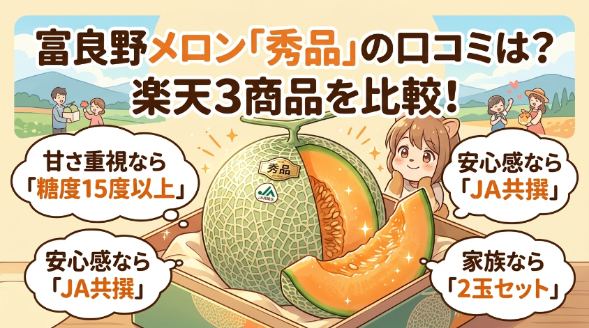 富良野メロン秀品の口コミは?楽天3商品を用途別に比較