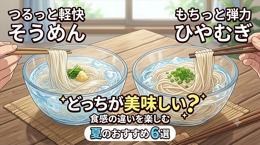 ひやむぎとそうめん どっちが美味しい?食感の違いとおすすめ6選