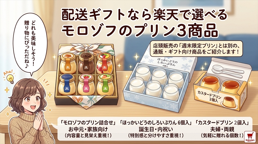 先にチェック|配送ギフトなら楽天で選べるモロゾフのプリン3商品