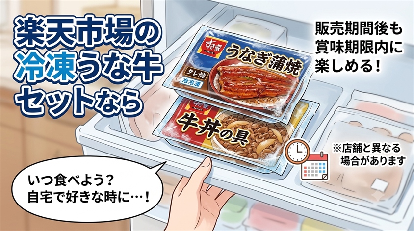 楽天市場の冷凍うな牛セットなら販売期間後も賞味期限内に楽しめる