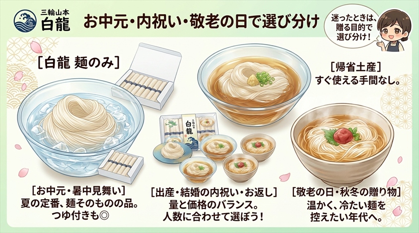 お中元・内祝い・敬老の日での選び分け